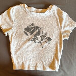Garage Gray Rose Print Short Sleeve Tee